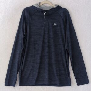 Three Sixty Six Mens Blue Henley Hooded Performance Long Sleeve‎ Shirt Size S